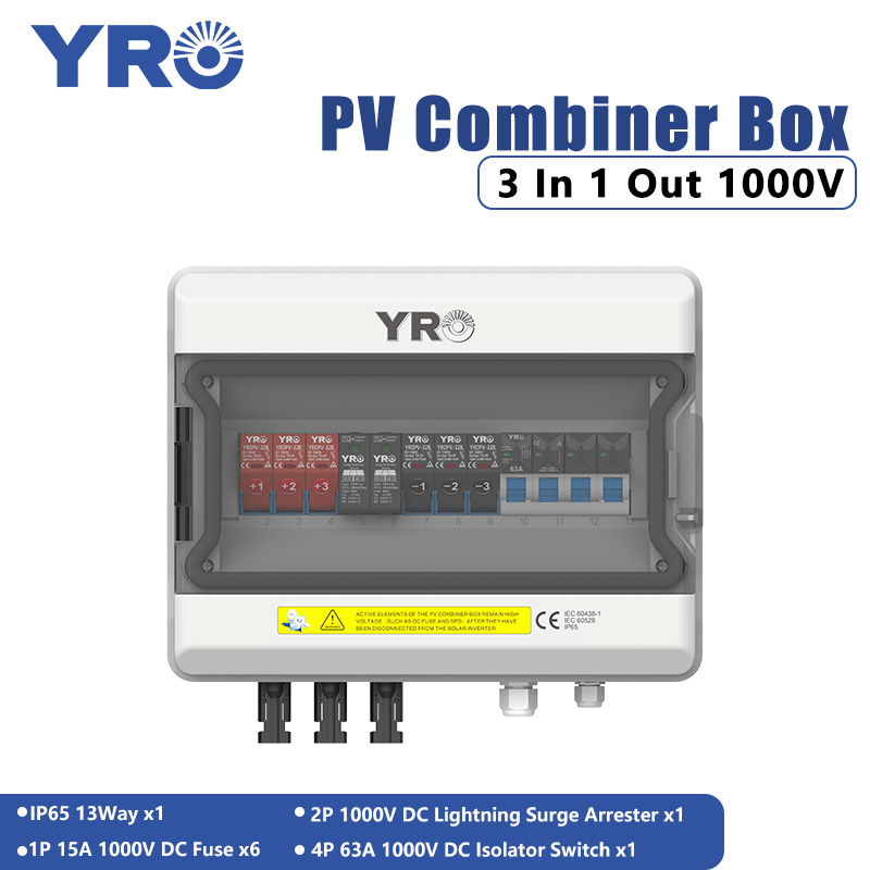 3 इन 1 आउट 1000V डीसी सौर वितरण बॉक्स
